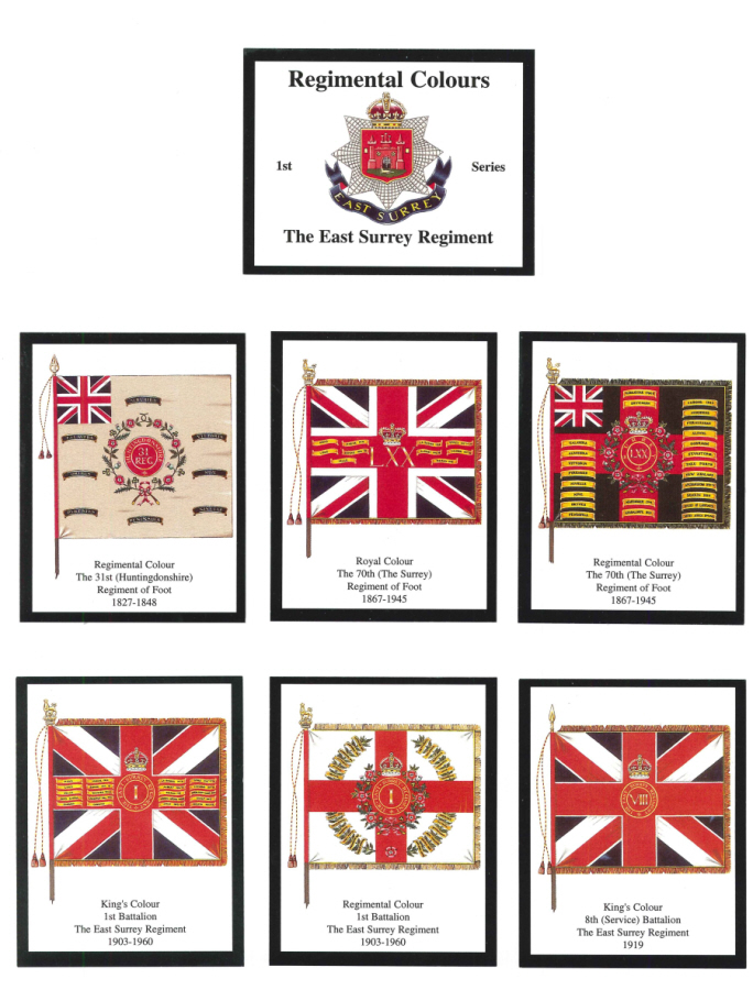 The East Surrey Regiment - 'Regimental Colours' Trade Card Set by David Hunter